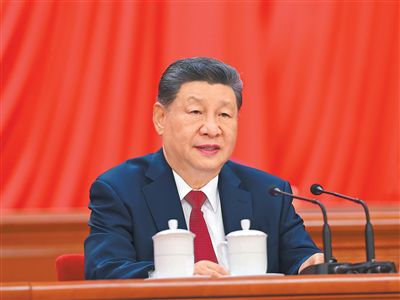 7月1日上午,庆祝中国共产党成立105周年大会在北京人民大会堂隆重举行。中共中央总书记、国家主席、中央军委主席习近平发表重要讲话。新华社记者 姚大伟摄